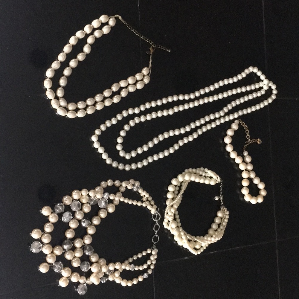 Faux pearl necklaces